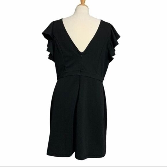 WET SEAL Black Flutter Sleeve Dress 2XL - Picture 6 of 8